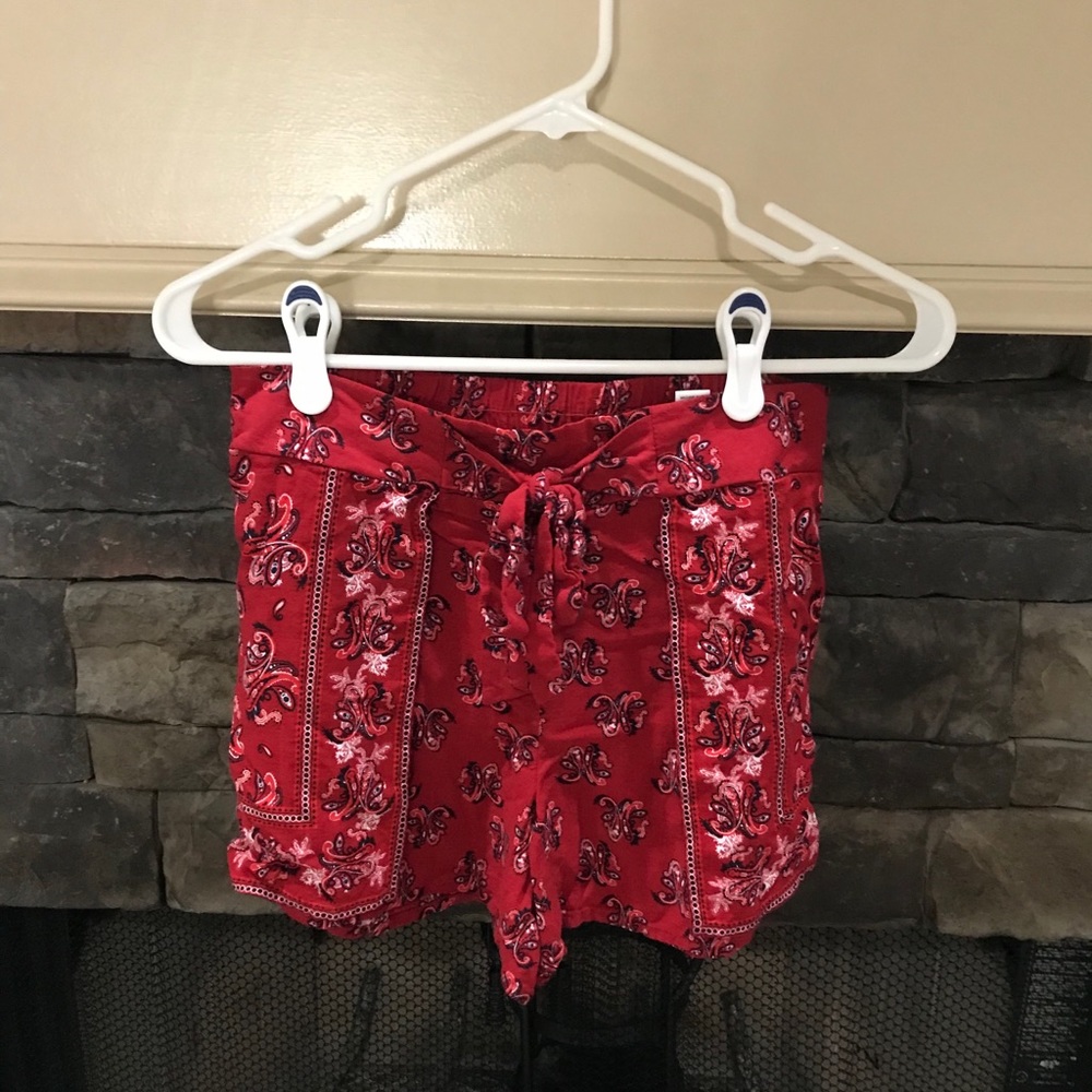 Red flowy shorts